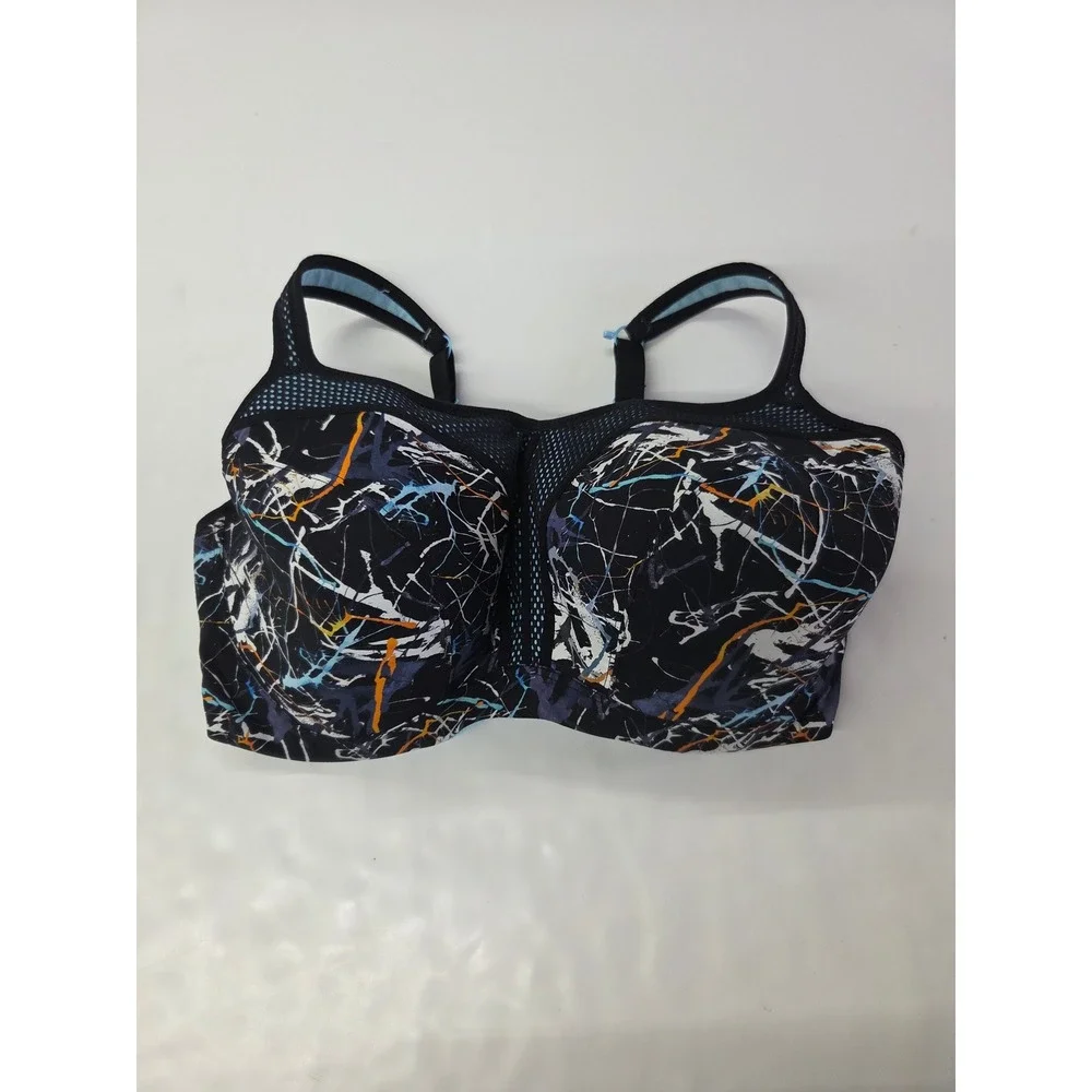 Panache Sport 5021B Underwire Sports Bra 38G Black Paint Splatter High Impact